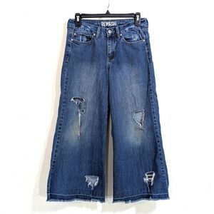 Rewash Wide Leg Cropped Distressed Vintage Reunion Jeans - Size 3 Juniors Womens